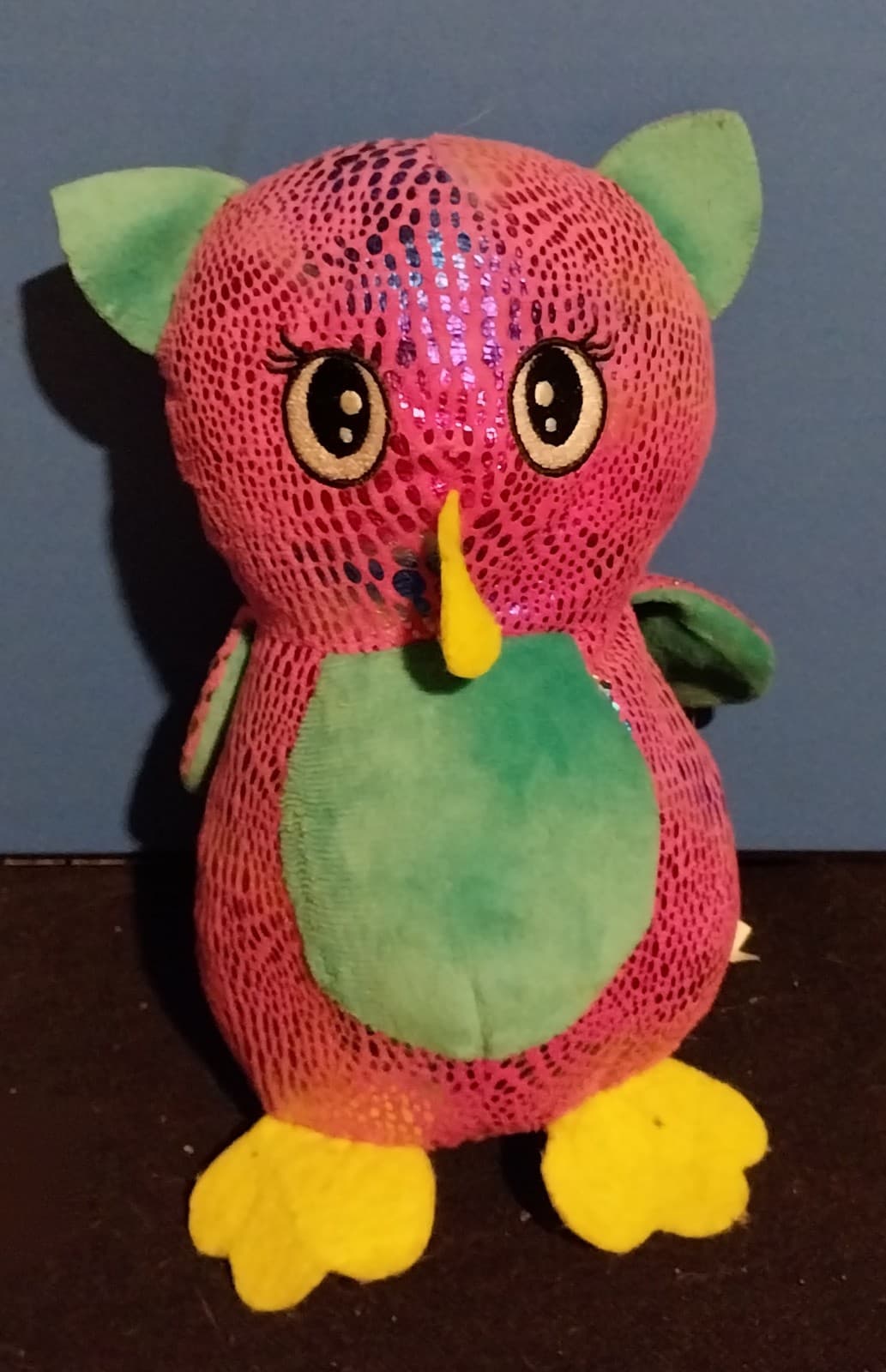 Pinguin Eule Glitzer glänzend Peek A Boo Toys Plüschtier rosa grün Stofftier 12 - Image 1