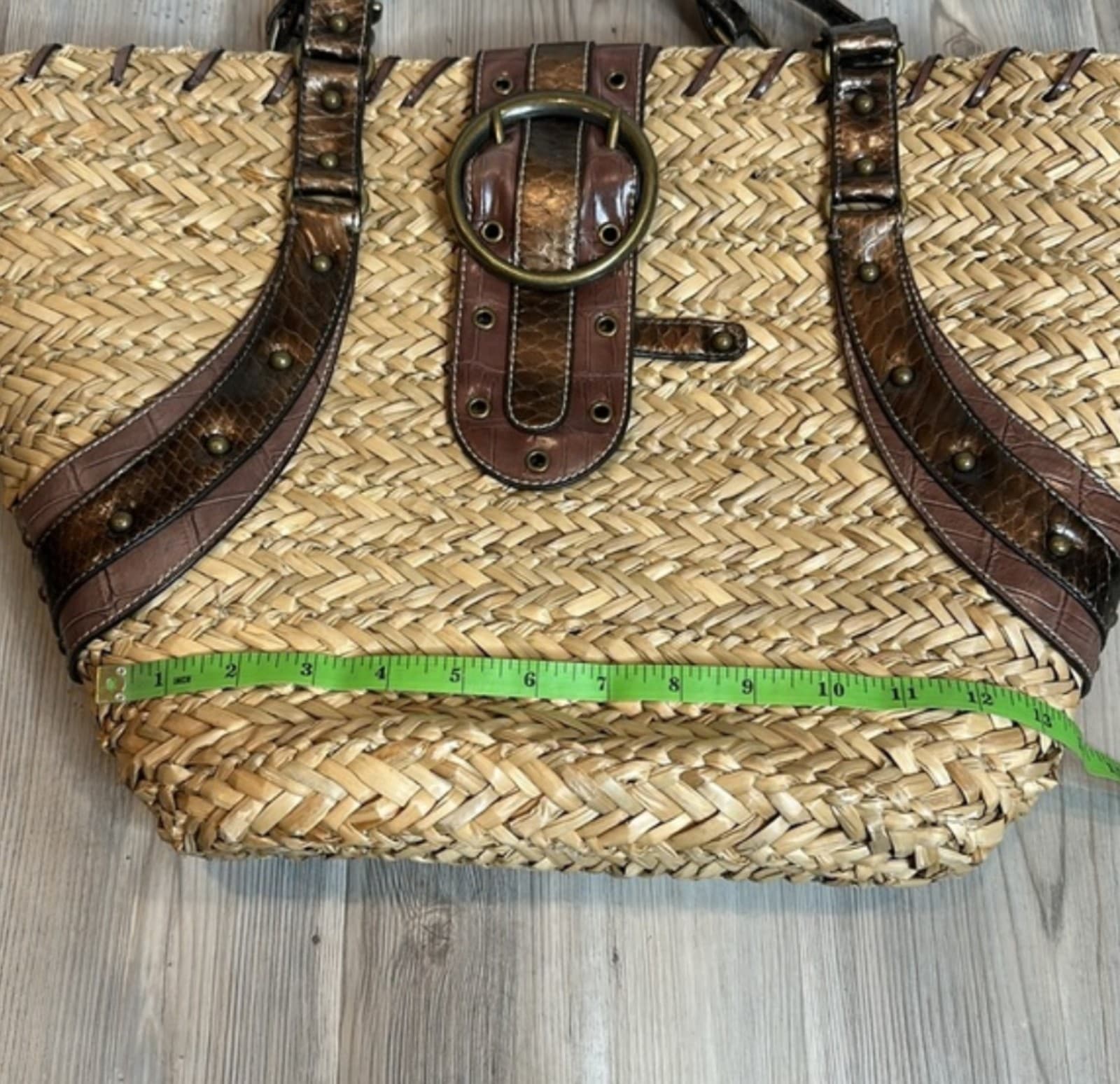 Nine West Natural Straw Shoulder Beach Bag, Large - Thumbnail 6