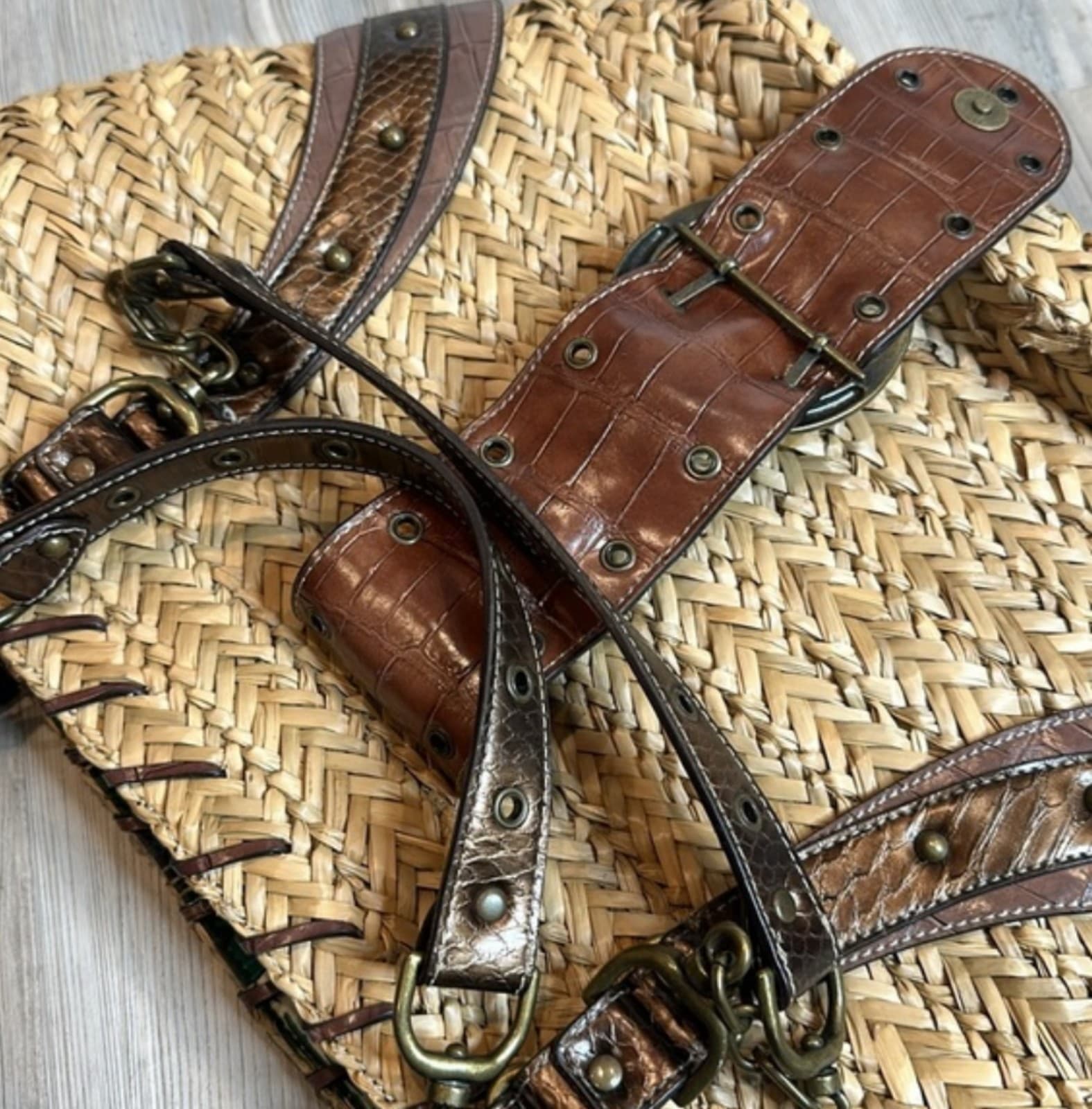 Nine West Natural Straw Shoulder Beach Bag, Large - Thumbnail 11