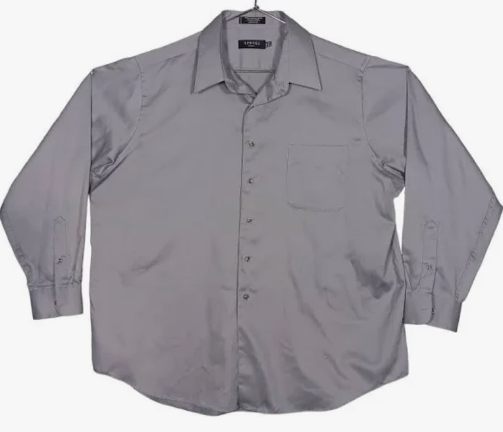 George Sateen Long Button Down Dress Shirt. XL 17-17 1/2 36/37 - Image 1