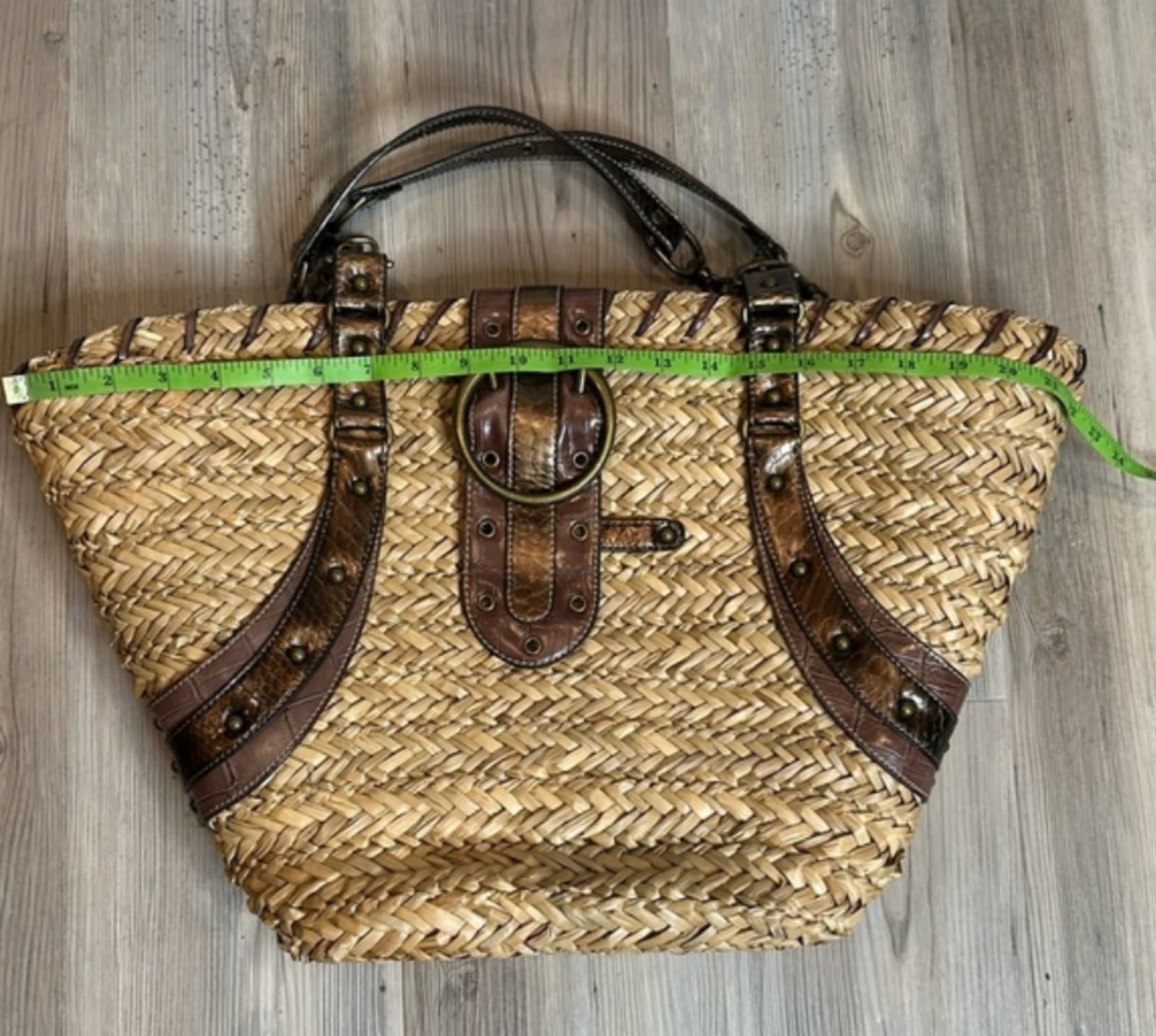 Nine West Natural Straw Shoulder Beach Bag, Large - Thumbnail 5