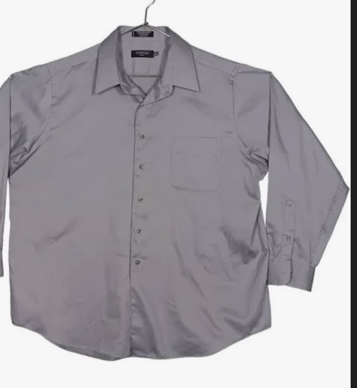 George Sateen Long Button Down Dress Shirt. XL 17-17 1/2 36/37 - Thumbnail 7