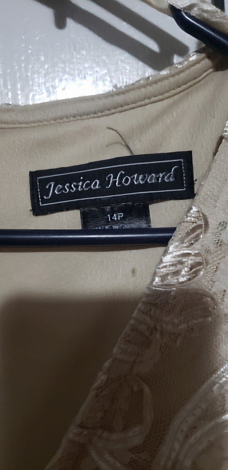 Jessica Howard Dress Cocktail Beige Lace Ruffle Tiered Size 14P Formal Wedding - Thumbnail 3