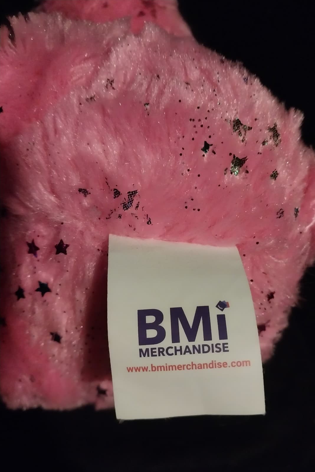 BMI 10" Bright Pink Teddy Bear Sparkly Shiny Rainbow Stars & Sheer Bow Plush - Thumbnail 3