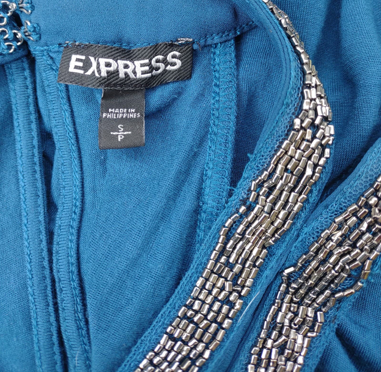 EXPRESS SLEEVELESS SIZE SMALL TOP WITH FAUX BEADS AROUND COLLAR AND ARMS - Thumbnail 6