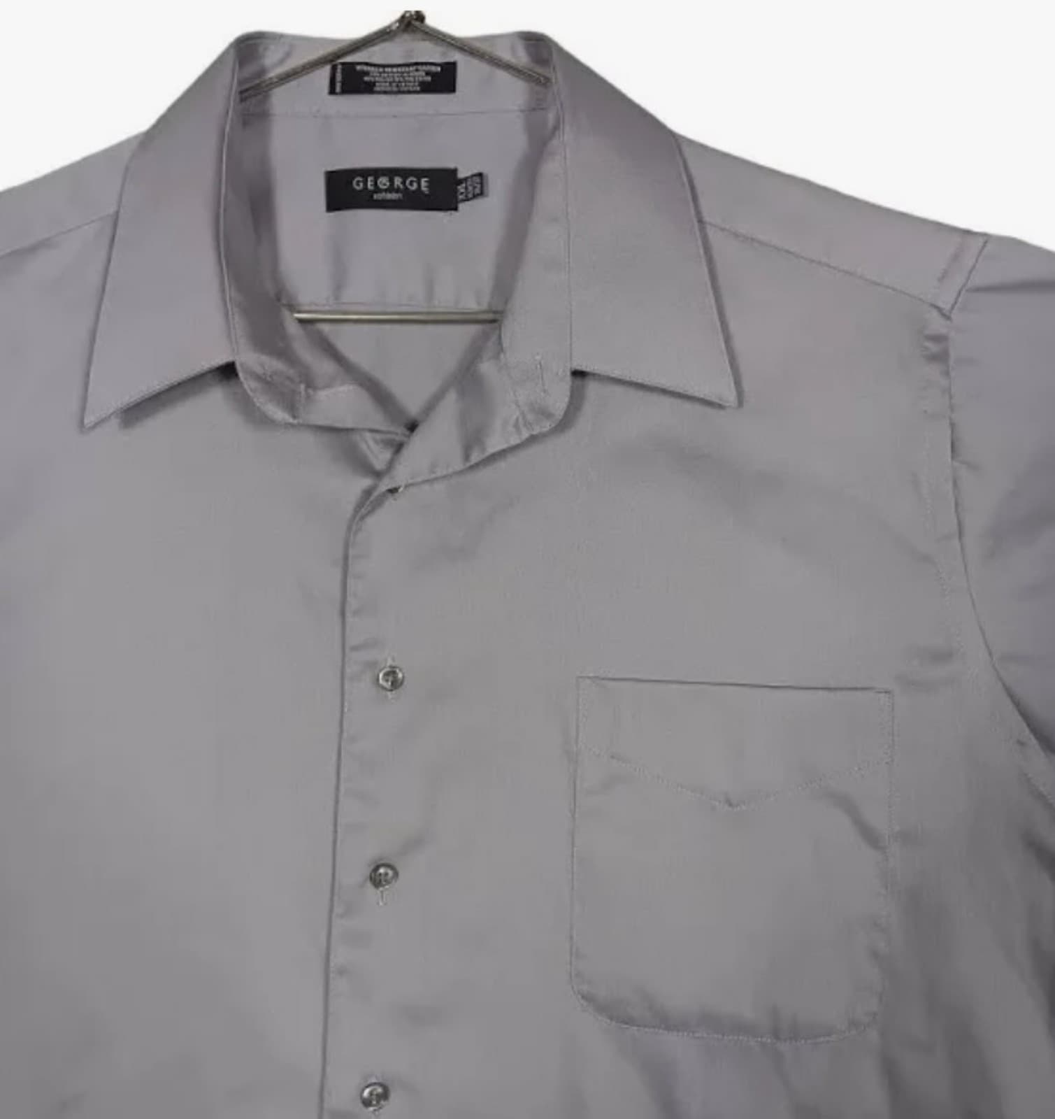 George Sateen Long Button Down Dress Shirt. XL 17-17 1/2 36/37 - Thumbnail 6