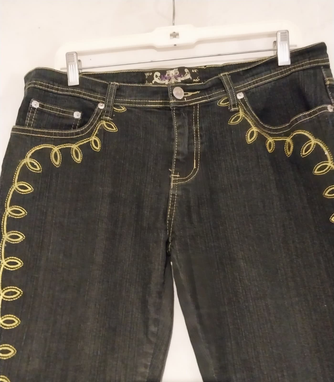 U-51 Bold Gold Stitch Black Jeans. Size 15/16 - Thumbnail 3