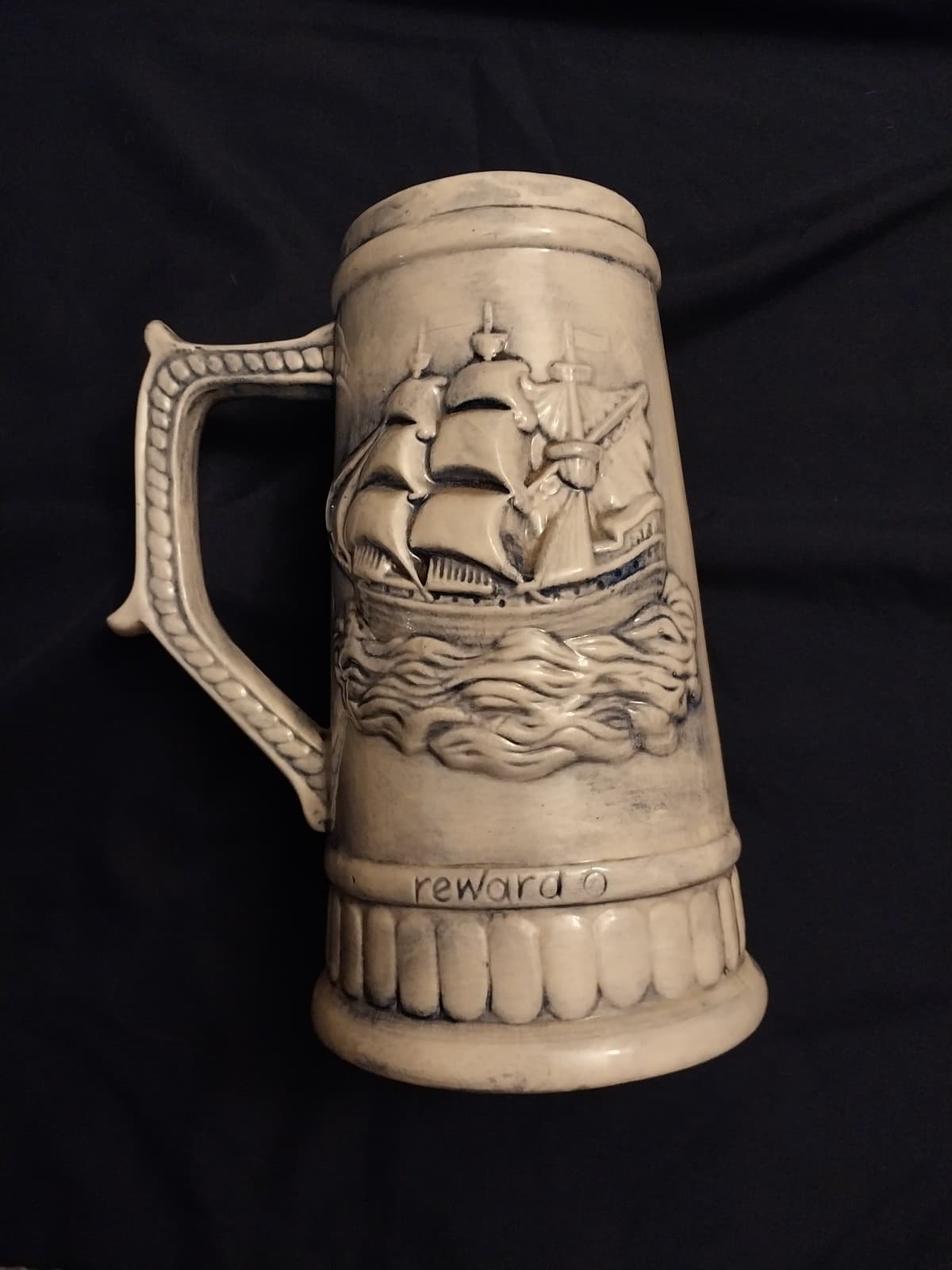 Avon Tall Ships Ceramic Stein, handcrafted in Brazil. 8.5" tall - Image 1