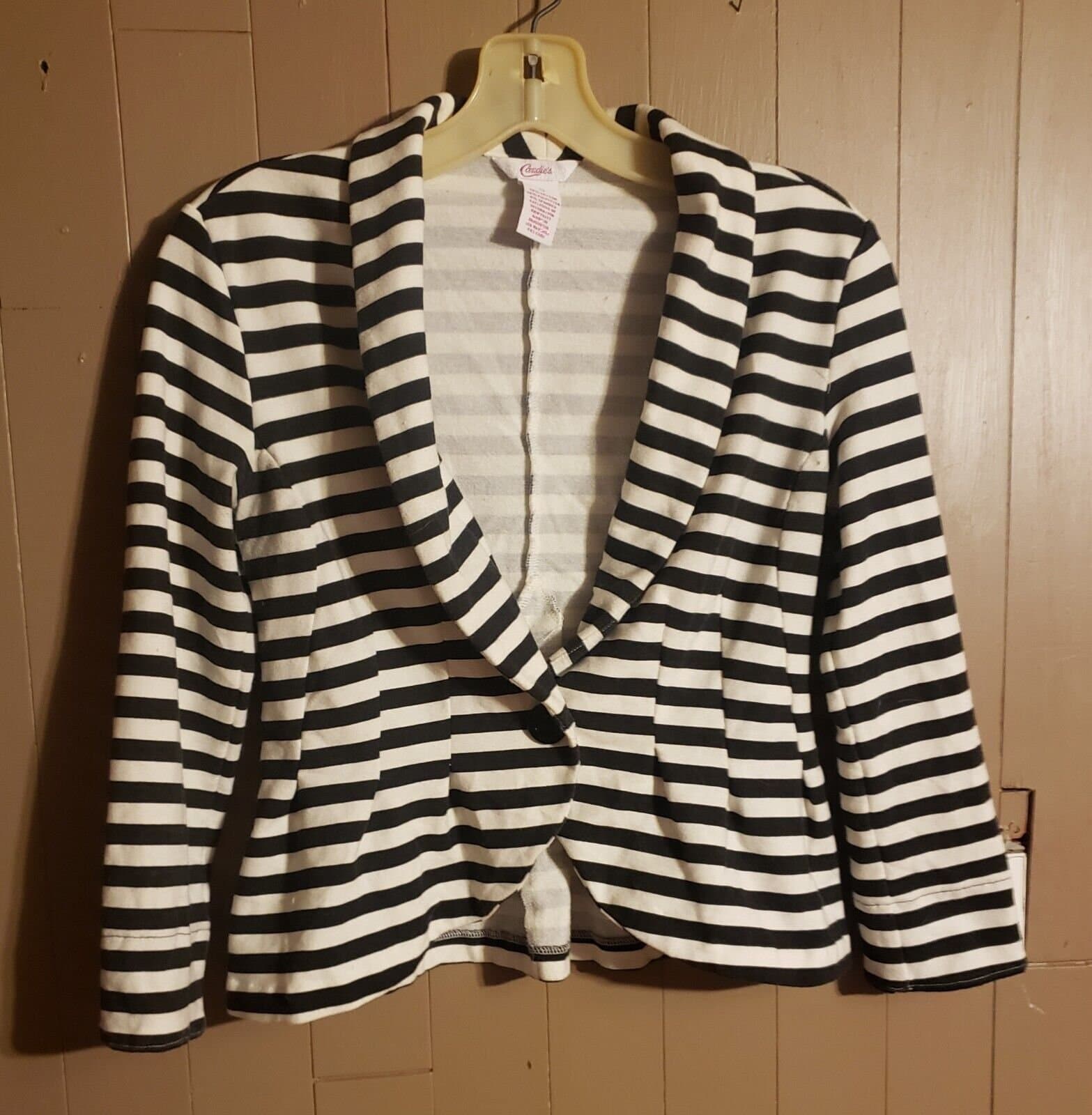Candie's Striped Black & White Jacket. Size Small - Image 1