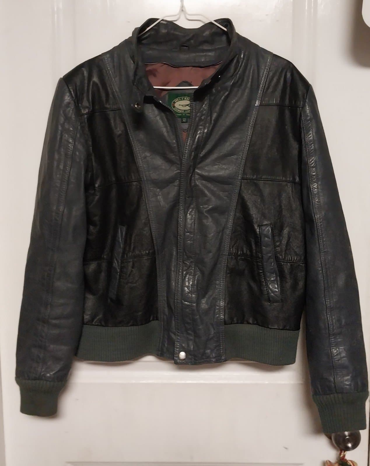 Vintage Hill & Archer Mens Leather Jacket Black & Dark Grey. Size 42/ Large - Image 1