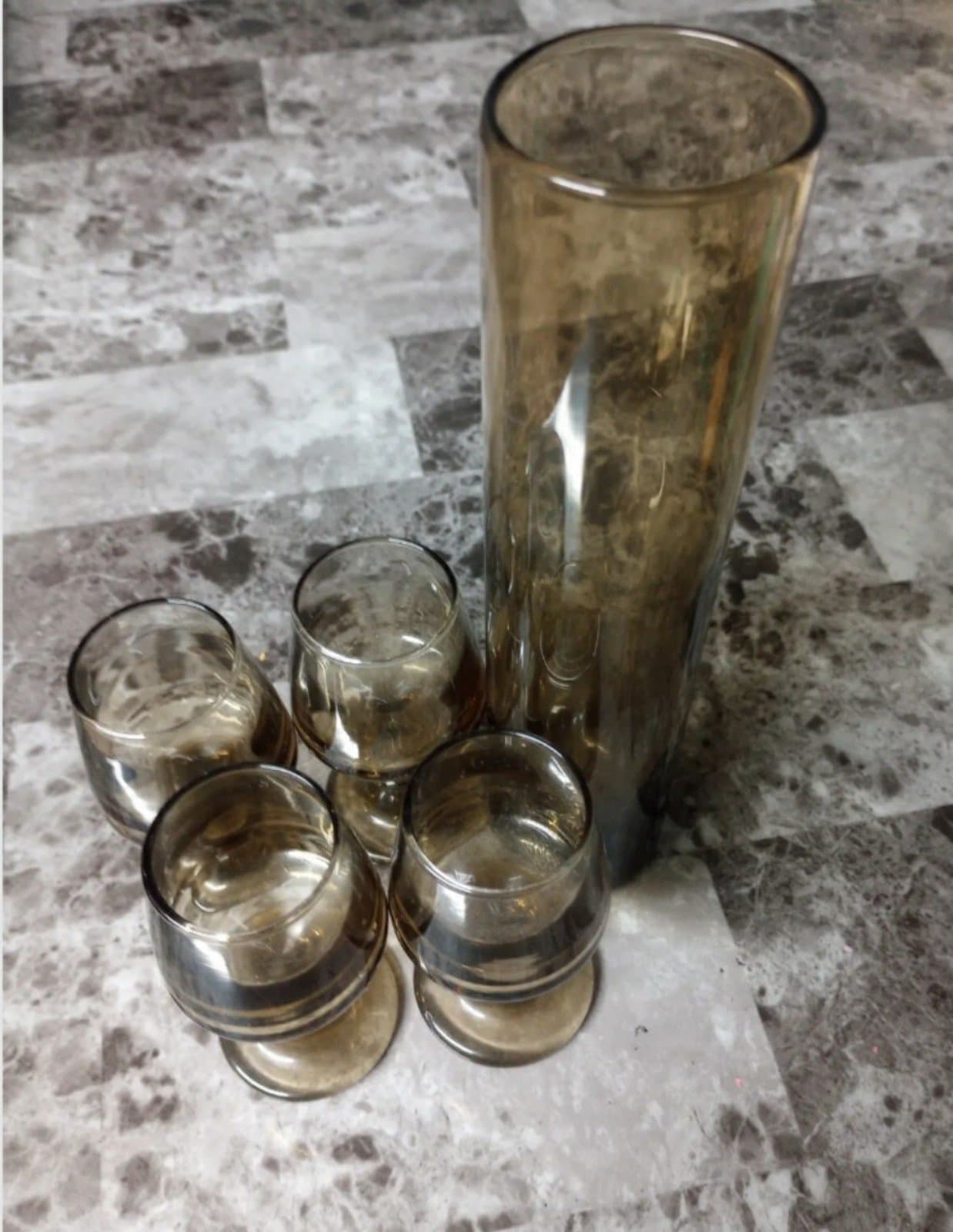 Set of 4 Smoky Amber Cordials 1970s - Image 1