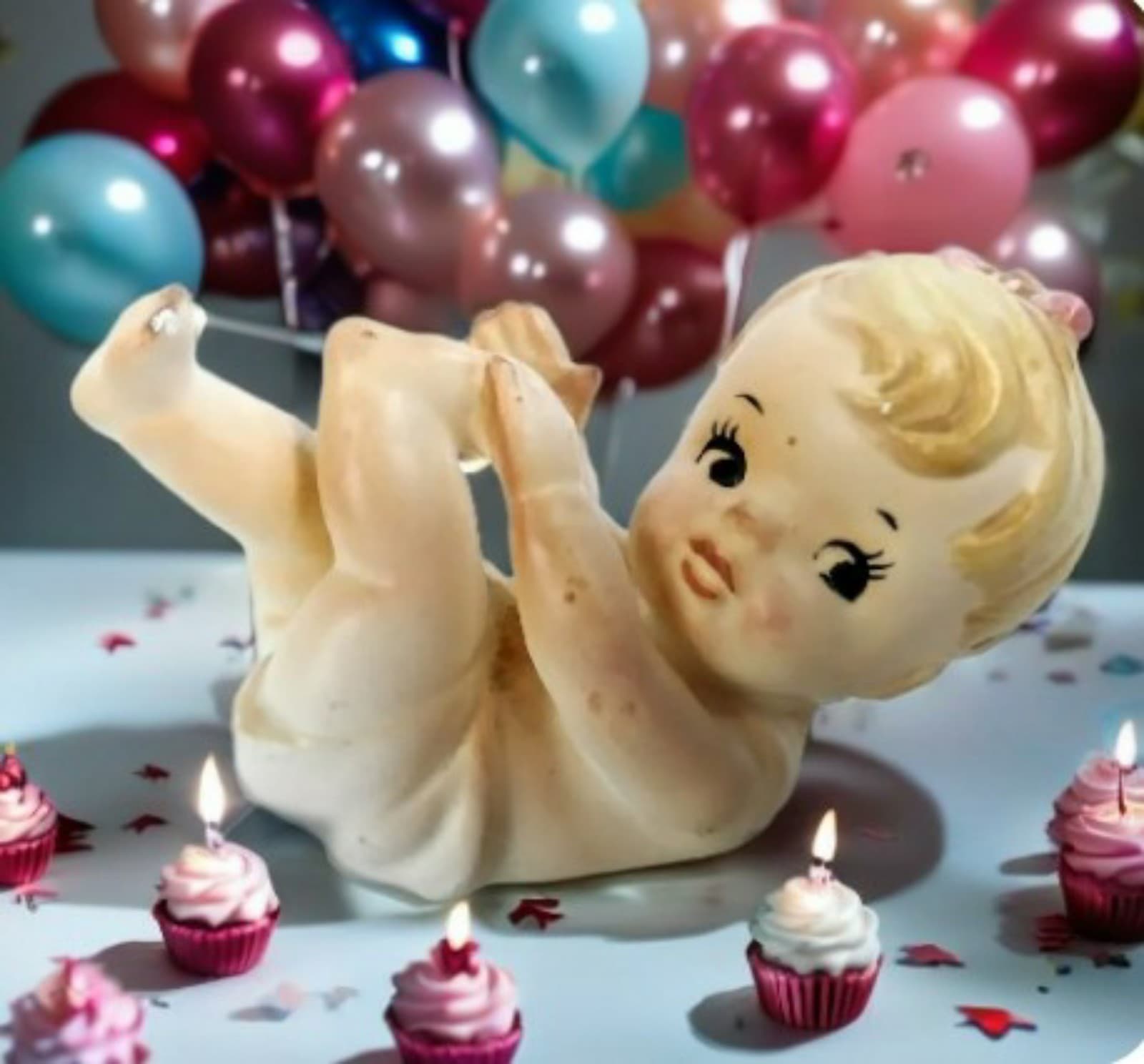 Vintage Playful Ceramic Baby - Image 1