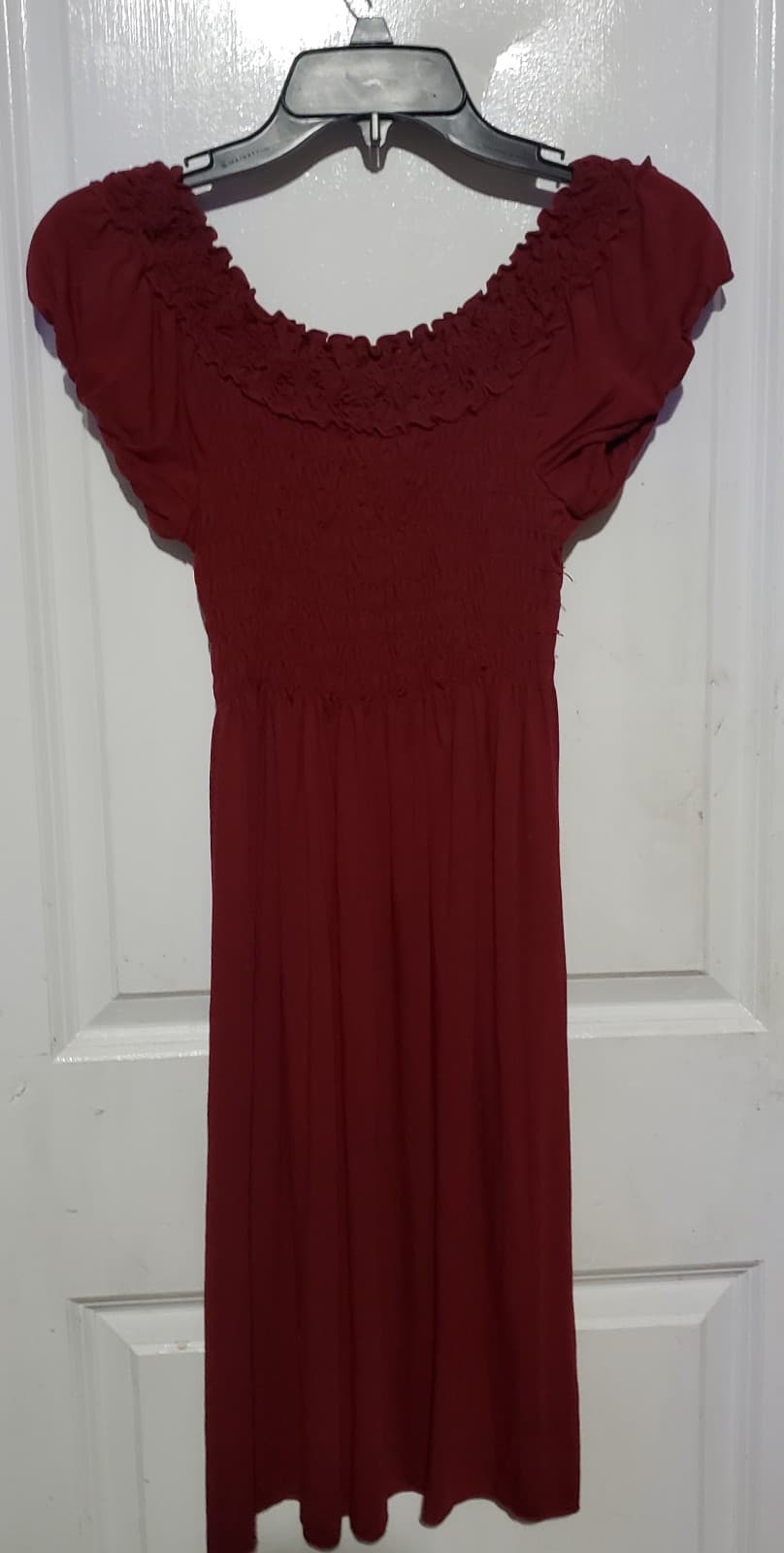Babydoll Dress XS Mini Maroon Red Linen Rayon Cottagecore Sleeveless - Image 1