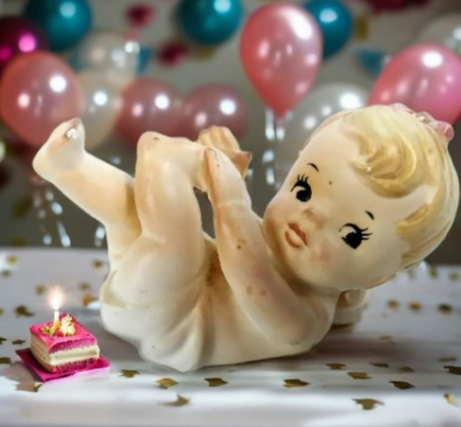 Vintage Playful Ceramic Baby - Thumbnail 2