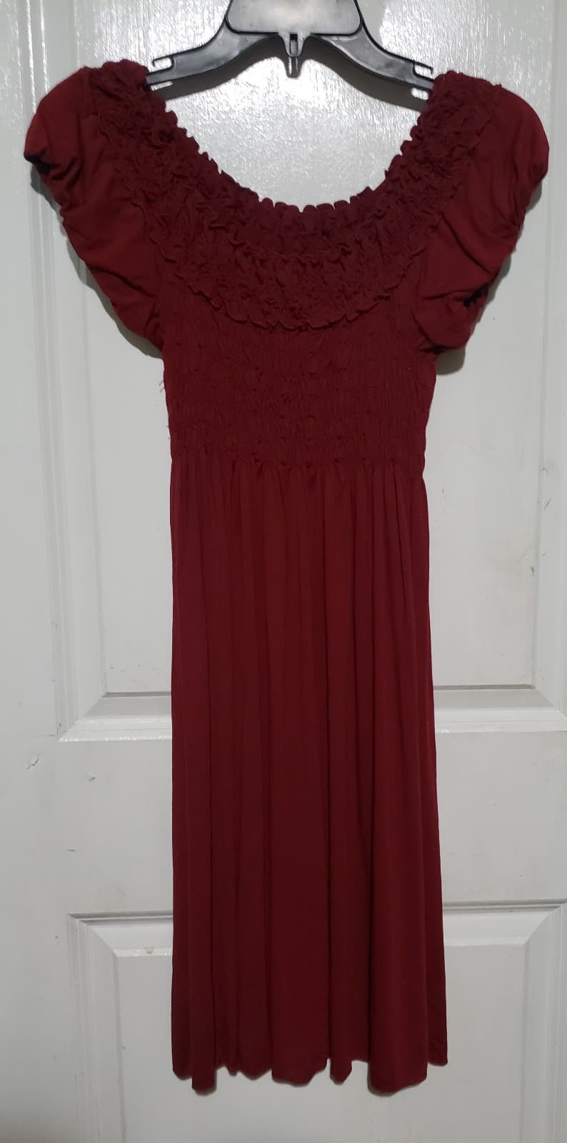 Babydoll Dress XS Mini Maroon Red Linen Rayon Cottagecore Sleeveless - Thumbnail 3