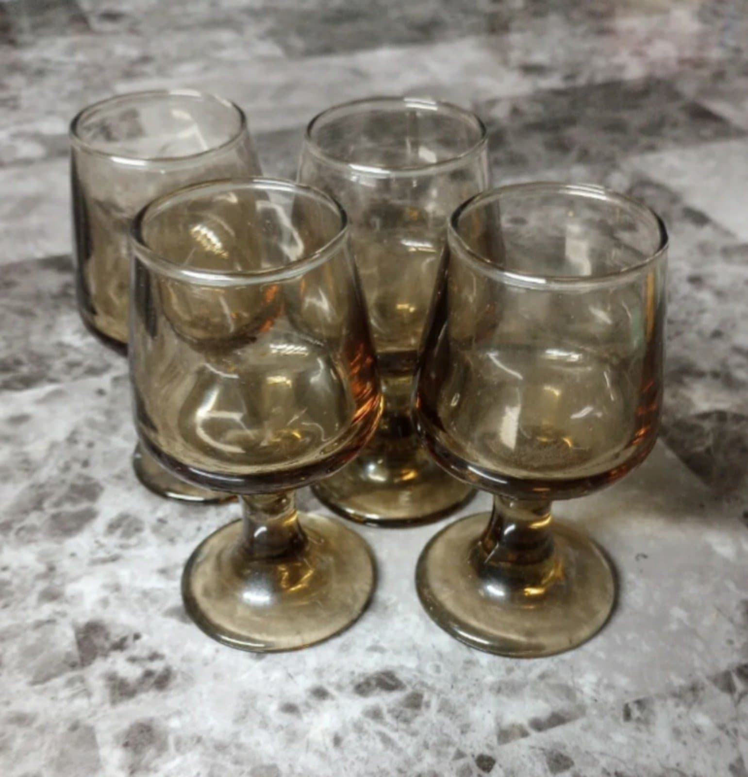 Set of 4 Smoky Amber Cordials 1970s - Thumbnail 2