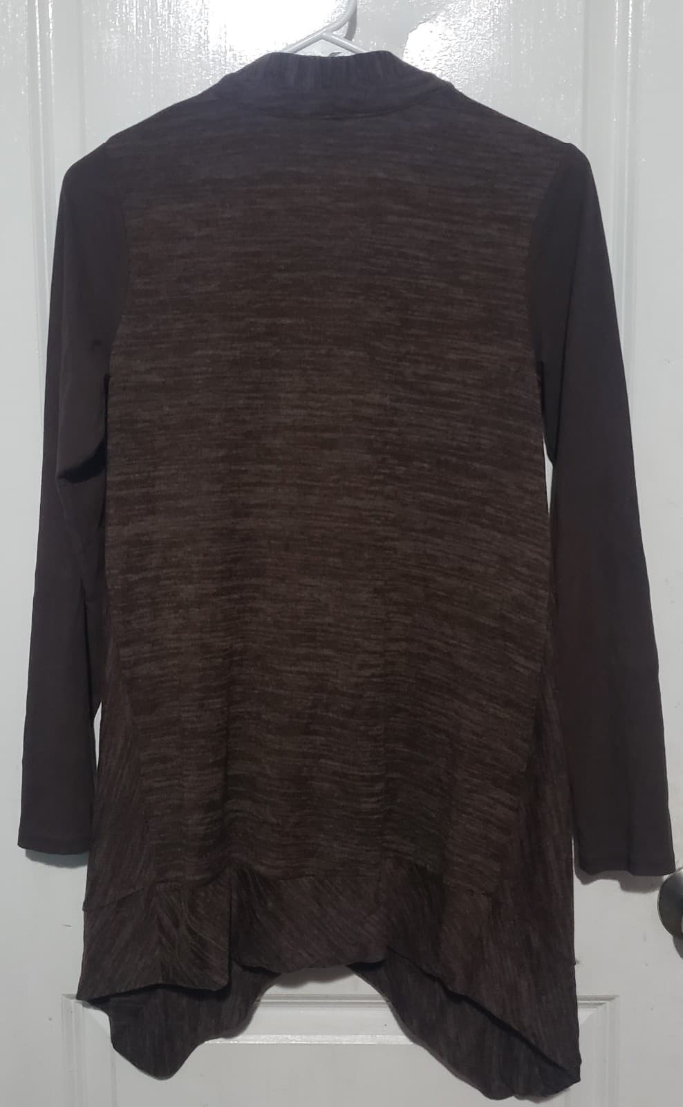 LOGO Lori Goldstein Medium Brown Knit Zip Up Cardigan Sweater Jacket - Thumbnail 2