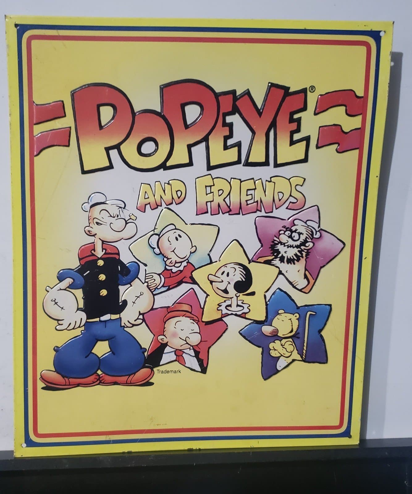Vintage 1996 Popeye Metal TIn Sign - Vintage Signs - Character Signs - Image 1