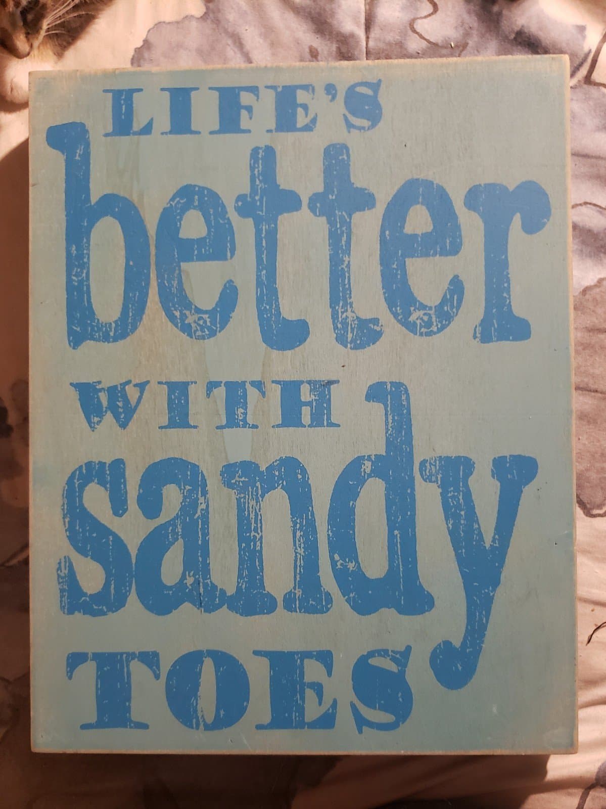 Life Is Better With Sandy Toes Block Sign - Image 1
