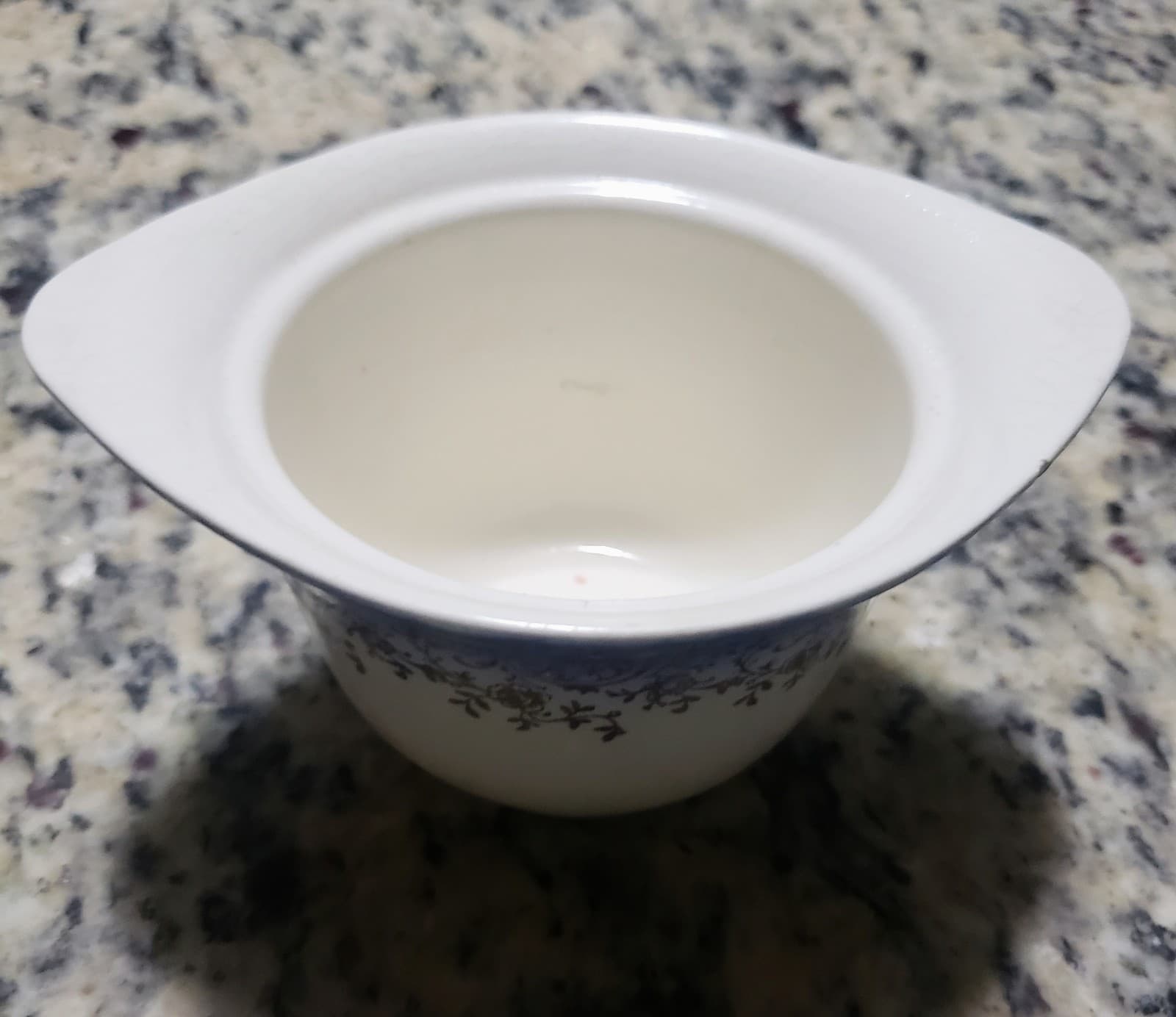 French Saxon Sugar Bowl -Flow Blue with 22kt. Gold accent - Thumbnail 2