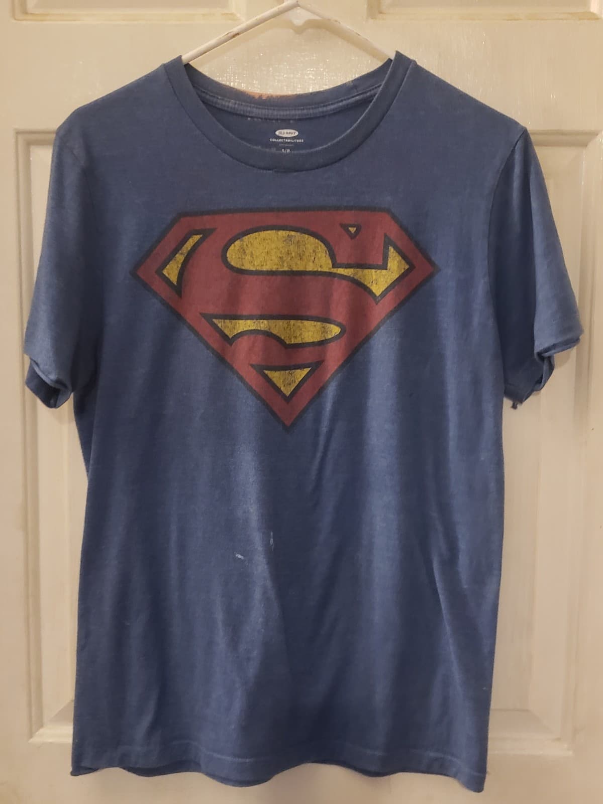 Old Navy Collectibles Superman Logo Shirt Size Small Blue Short Sleeve Mens - Image 1