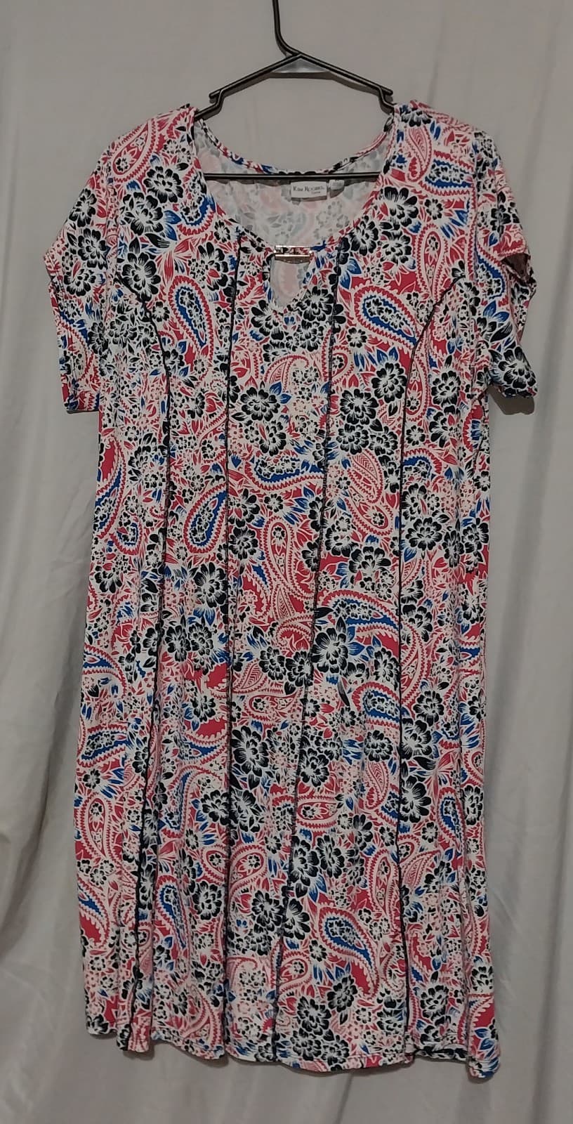 Kim Rogers pink and blue paisley cotton tee size 2X - Image 1