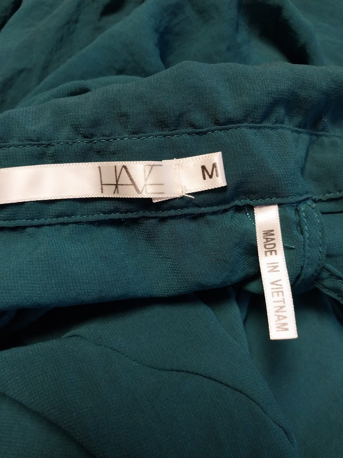 Sheer Green Blouse. Solid Button Front Longsleeve. - Thumbnail 3