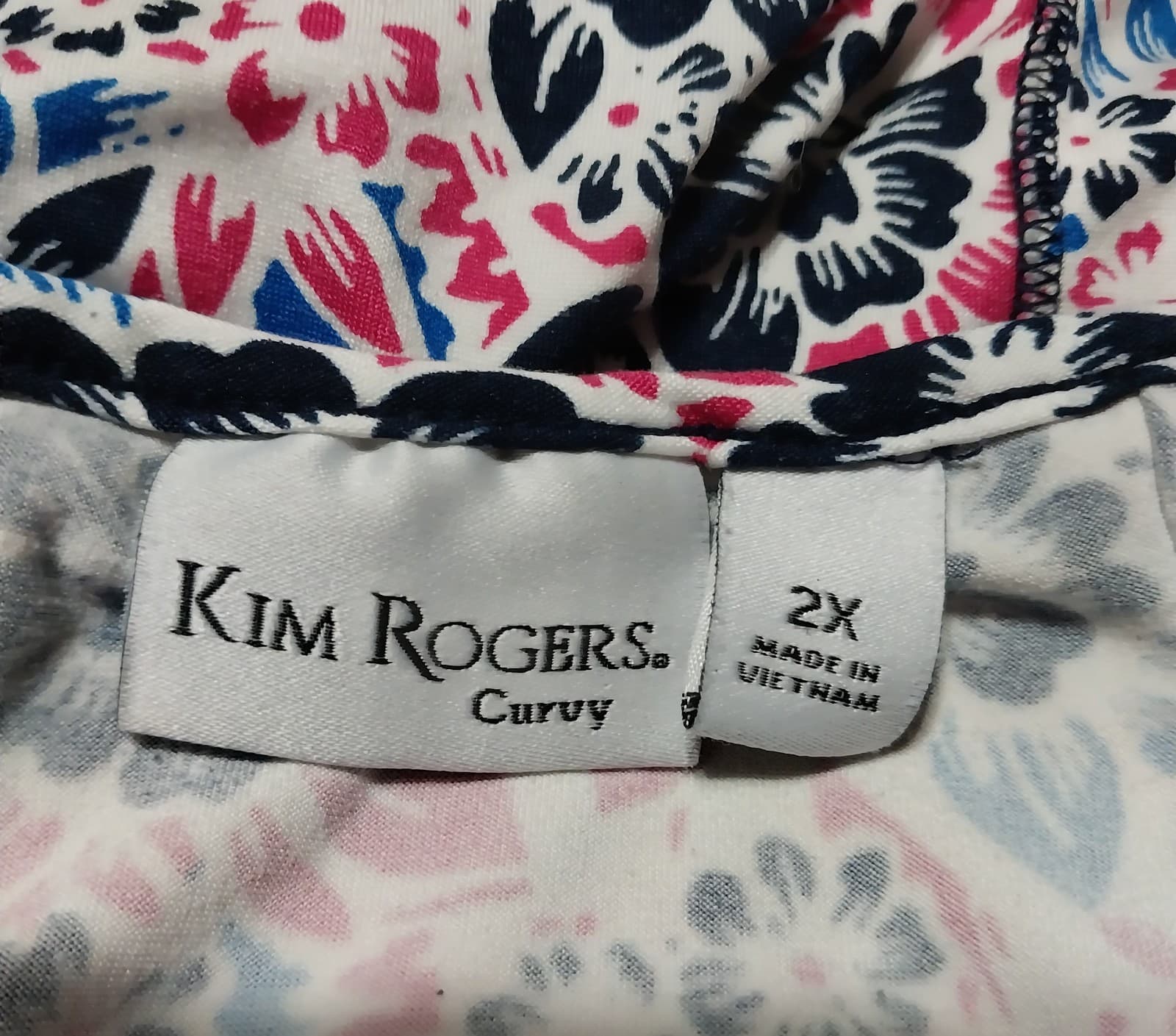 Kim Rogers pink and blue paisley cotton tee size 2X - Thumbnail 4