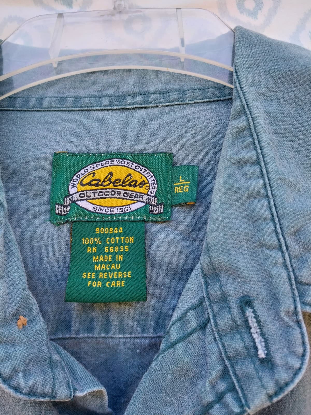 Vintage Cabelas Field Shirt Green Men's Large Hunting Short Sleeve Travel - Thumbnail 2