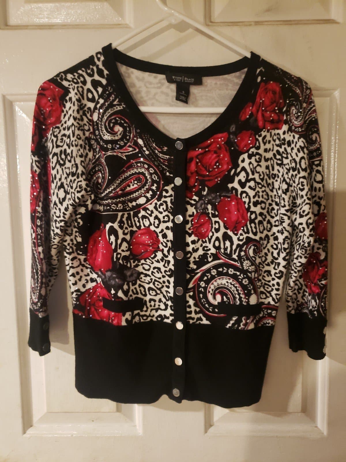 White House Black Market cardigan sweater with silver snap buttons - Image 1