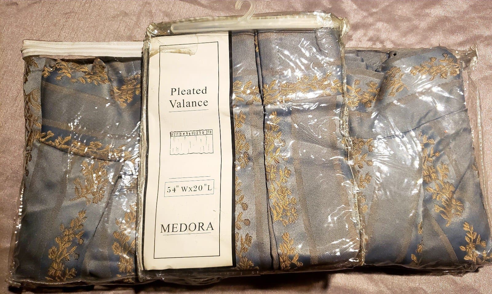 3 New Medora Pleated Valances Blue 54" x 20". - Image 1