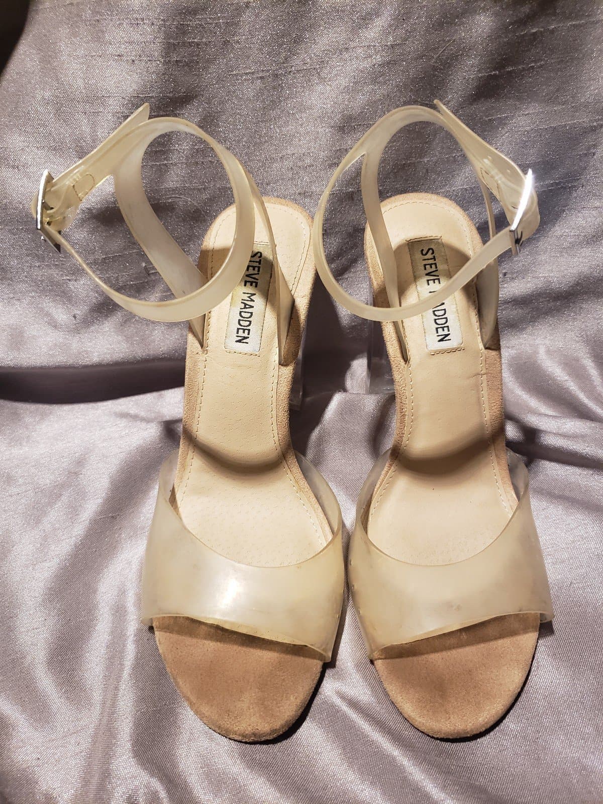 Steve Madden Women's Camille Lucite Clear Block Heel Dress Sandals - Image 1