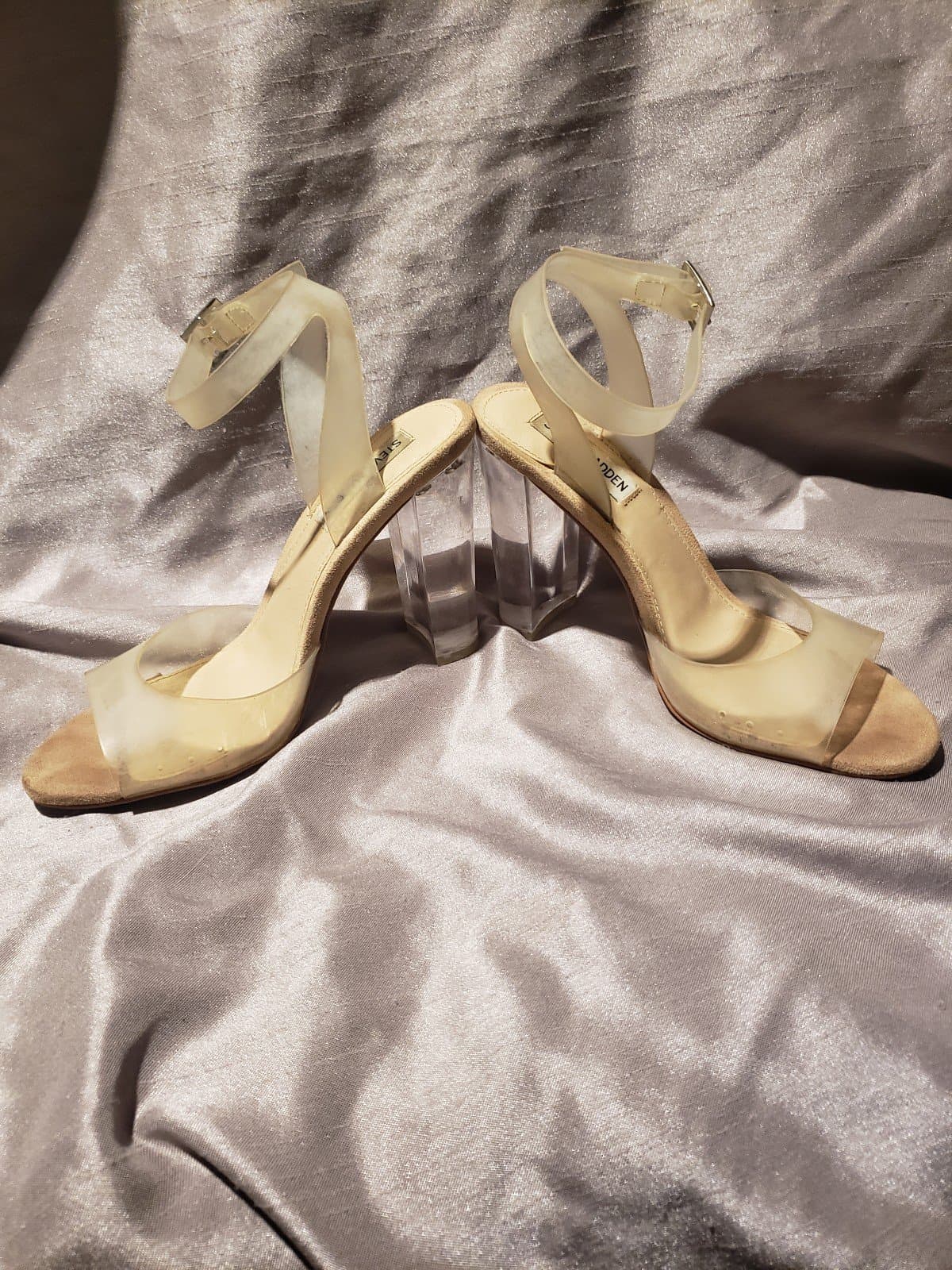 Steve Madden Women's Camille Lucite Clear Block Heel Dress Sandals - Thumbnail 2