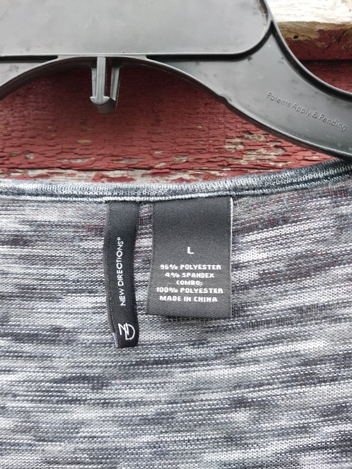 New directions gray and black long sleeve with black Ruffle at bottom of shirt - Thumbnail 2