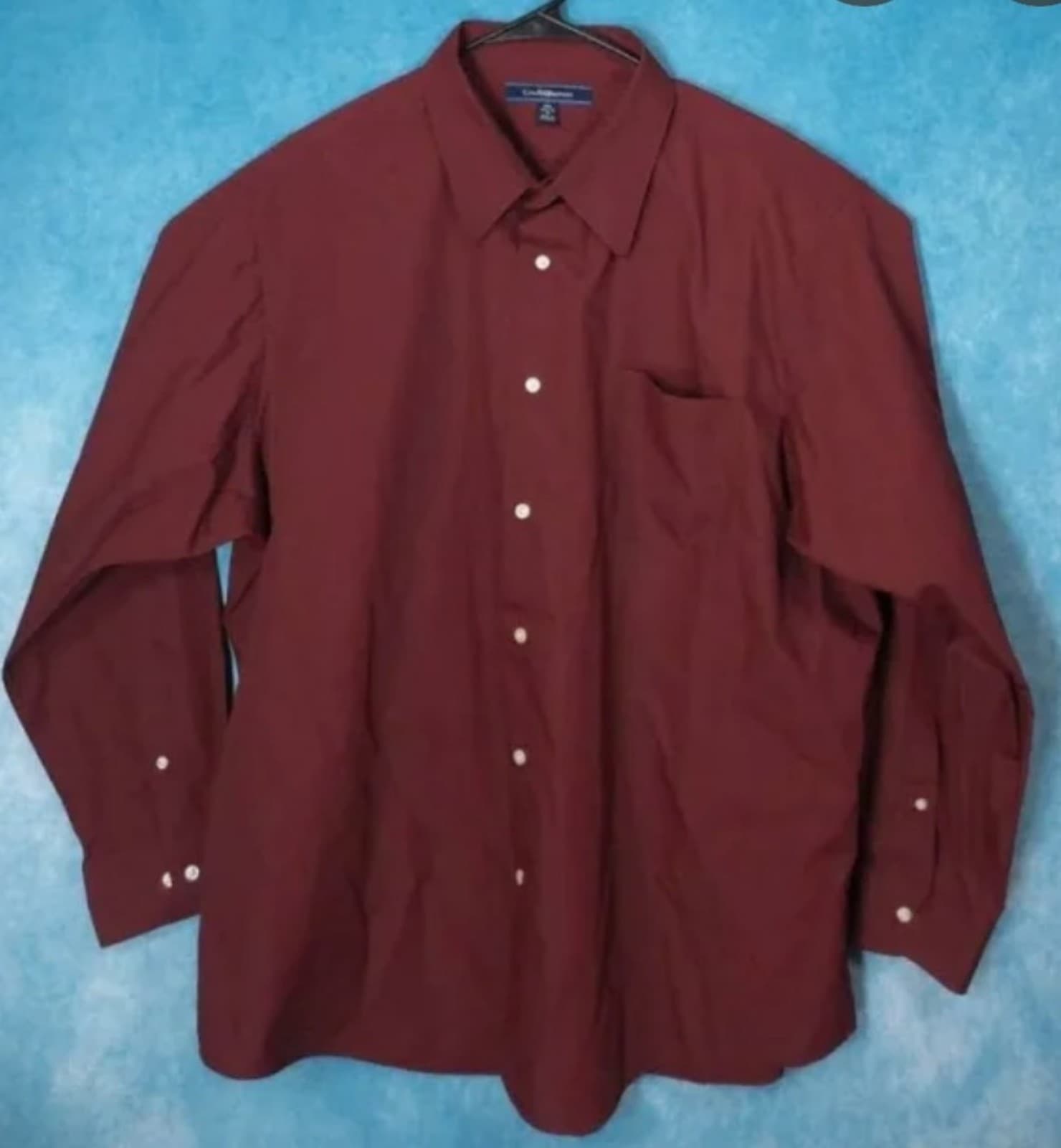 Croft & Barrow Burgundy Long Button Down Dress Shirt. XL 17 1/2-18 36 - Image 1
