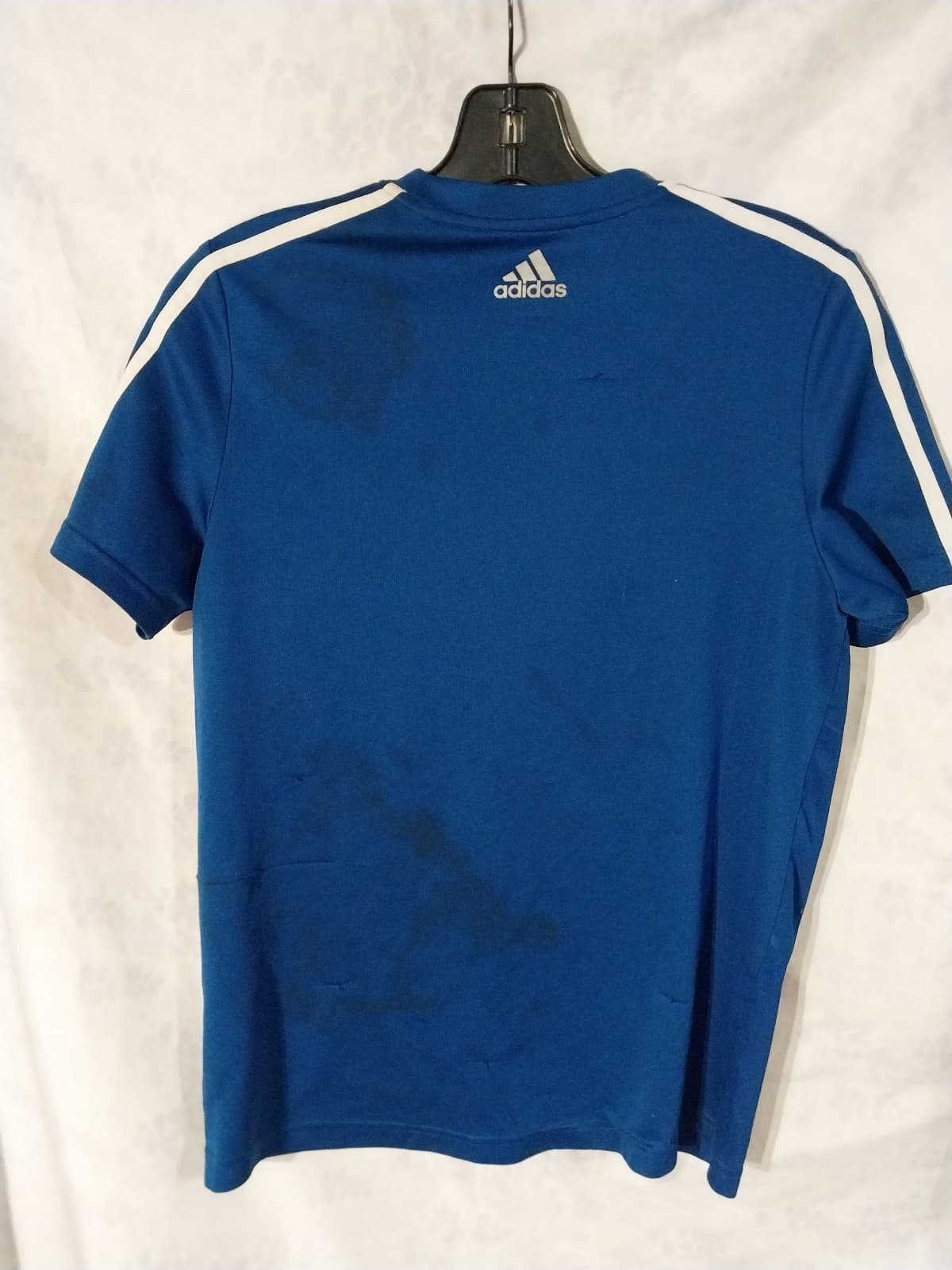 Adidas Blue Shirt. Youth Size Large 14/16. It has stain on the back - Thumbnail 4