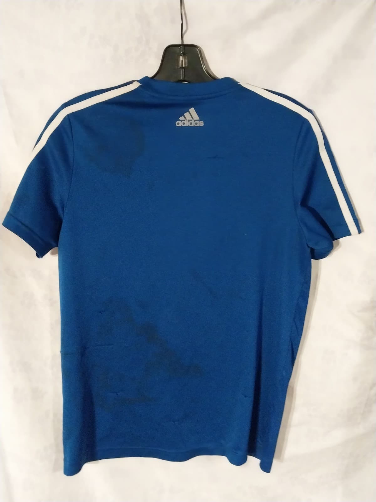 Adidas Blue Shirt. Youth Size Large 14/16. It has stain on the back - Thumbnail 3