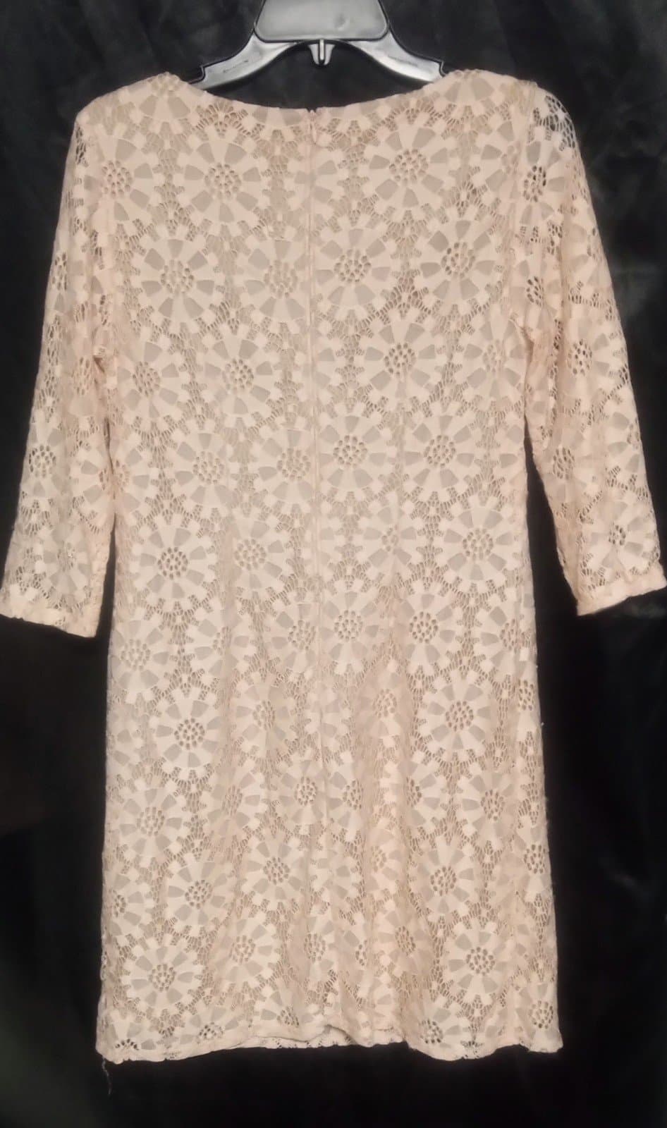 Jessica Howard Peach Color Lace Overlay 3/4 Sleeve Dress Size 8 - Thumbnail 2