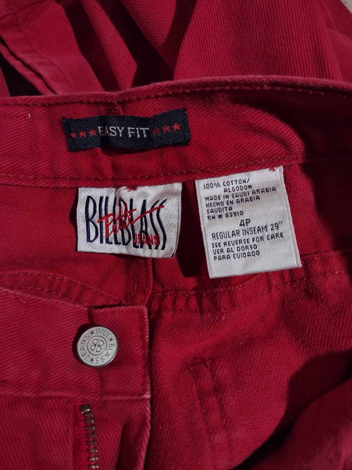 Vintage Bill Blass Jeanswear Easy Fit 90s Red / Maroon High Rise Jeans Size 4P - Thumbnail 2