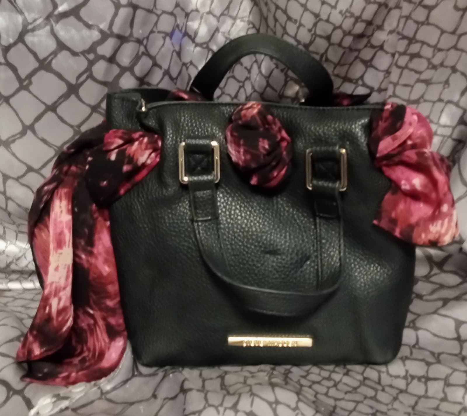 Steve Madden Black Purse With Scarf - Image 1