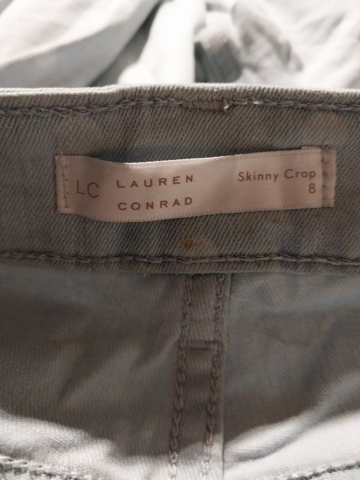 LC Lauren Conrad Skinny Crop Women's Jeans Blue Polka Dot Frayed Hem Low Rise - Thumbnail 3