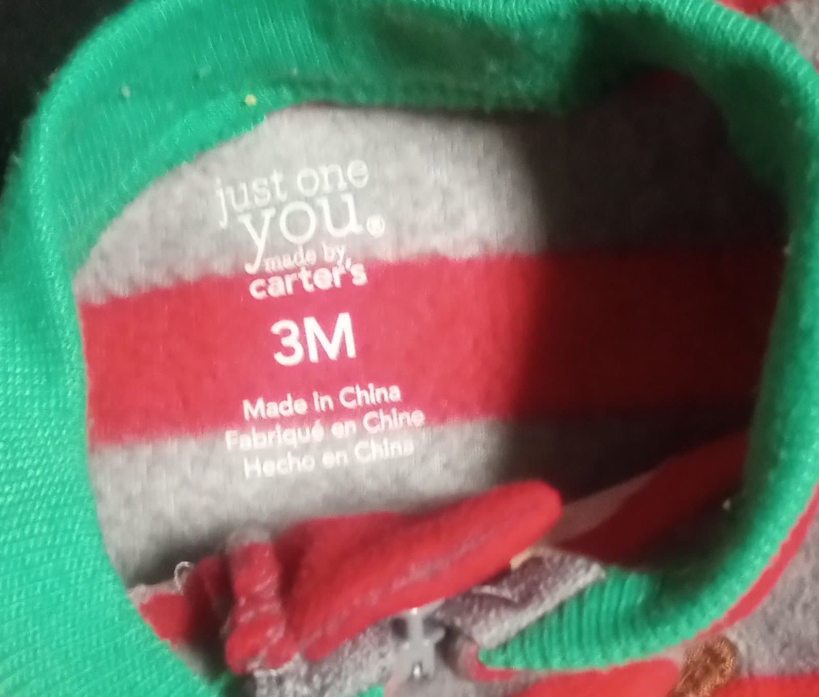 Baby Reindeer Striped Fleece Sleep N' Play Carter's Just One You Red NEWBORN - Thumbnail 2