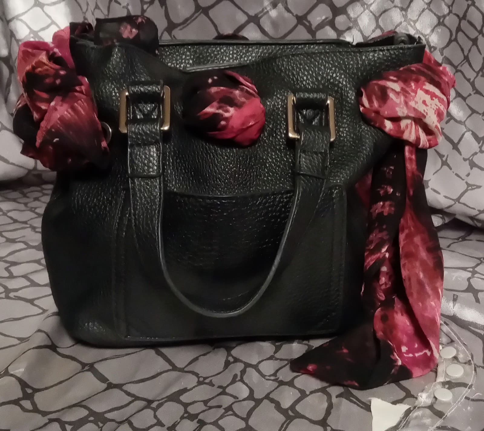 Steve Madden Black Purse With Scarf - Thumbnail 2