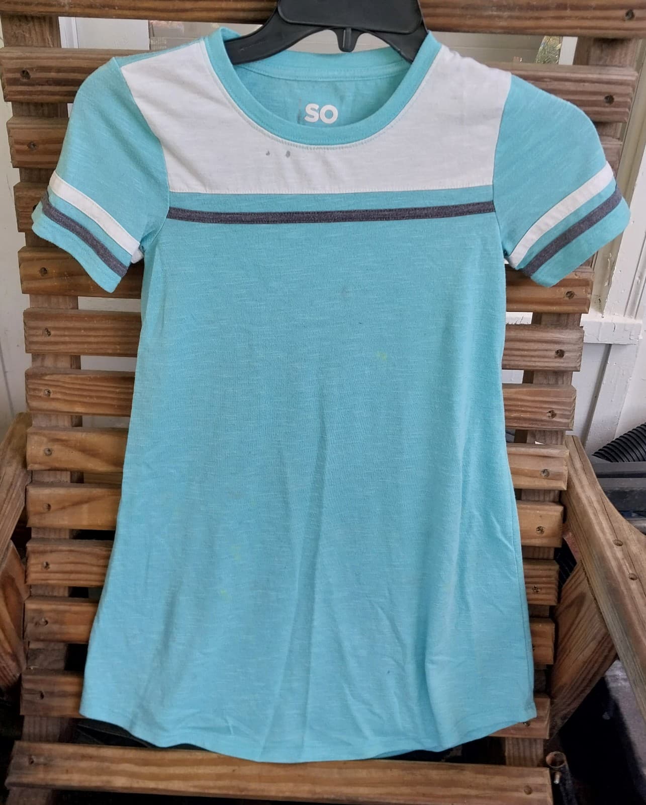 SO® Colorblock (Blue) Varsity Tee Dress. Size 8 - Image 1