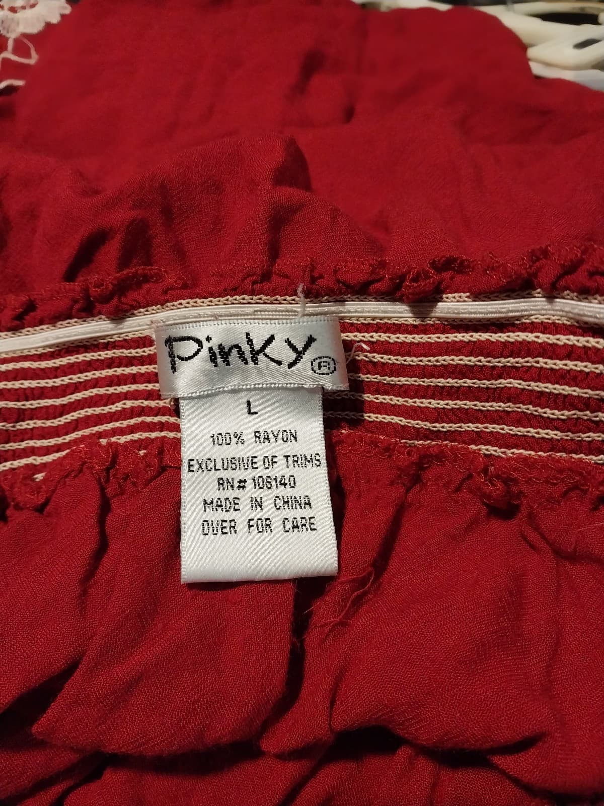 Pinky. Long Red Sleeveless Dress with design at the waist & bottom of dress - Thumbnail 3