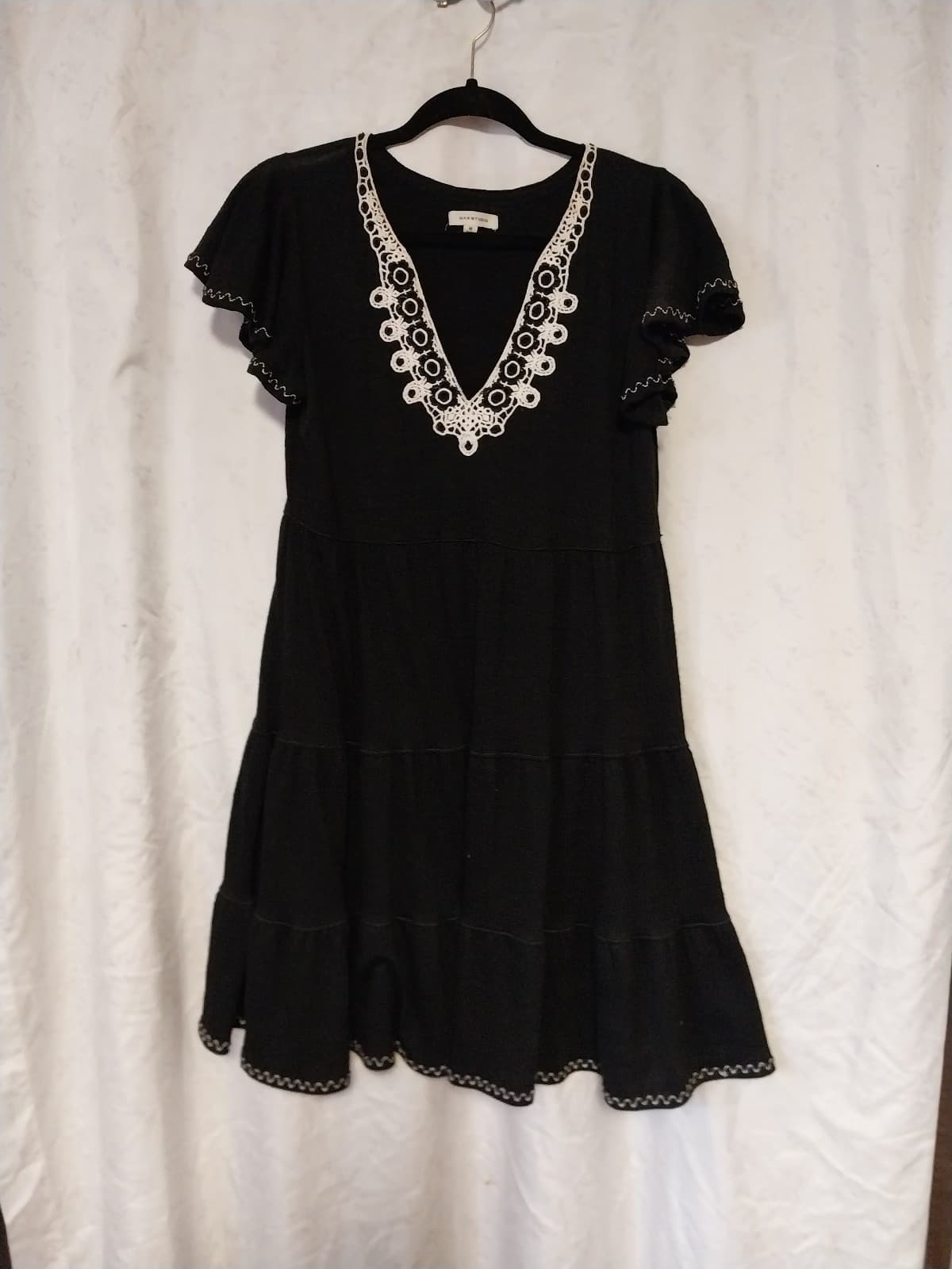 Max Studio Rayon Blend Stretchy Ruffle Sleeve Mini Dress - Image 1