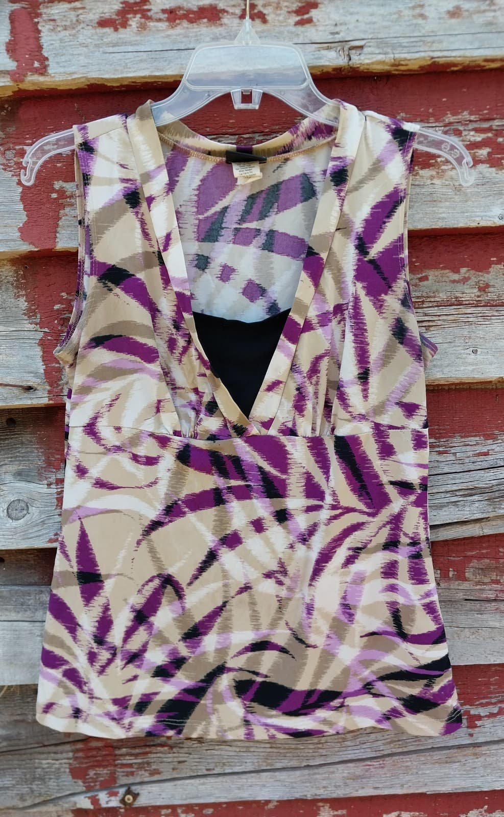 JKLA Women's Sleeveless California Top Purple & Black & Beige - Image 1