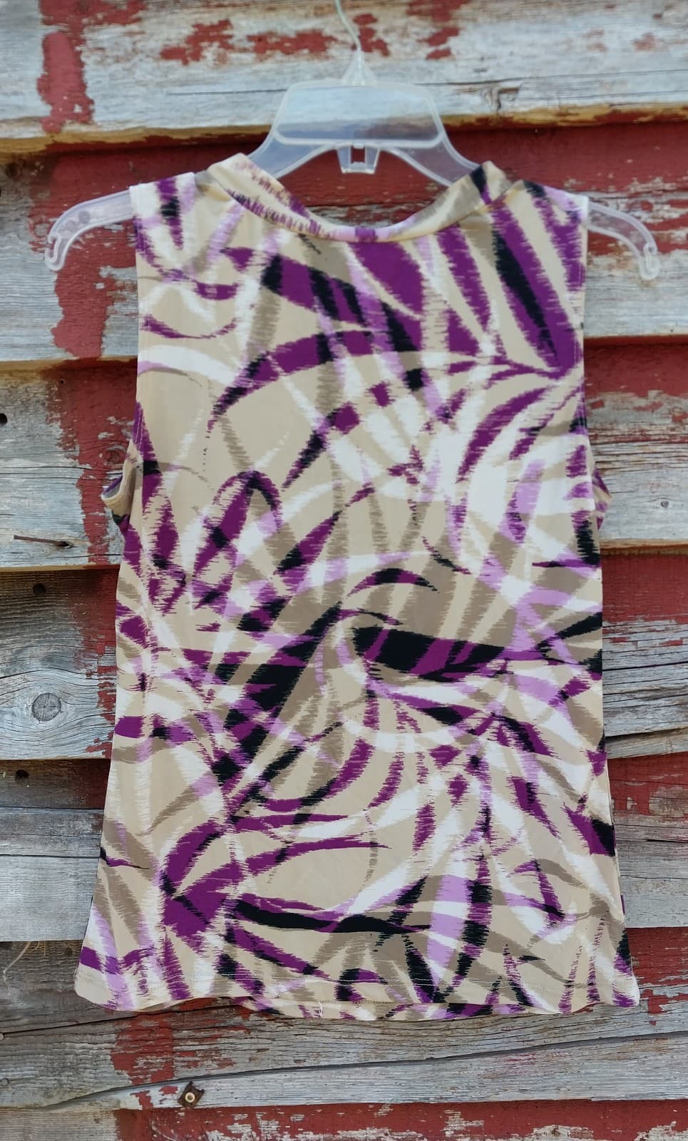 JKLA Women's Sleeveless California Top Purple & Black & Beige - Thumbnail 2