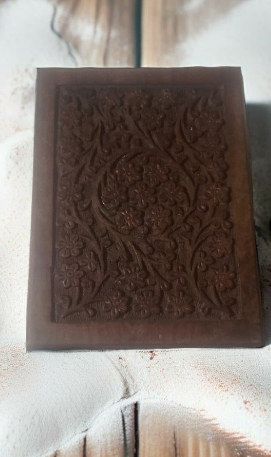 Vintage Intricate Hand Carved Wood Wooden Box Keepsake Trinket Box - Image 1