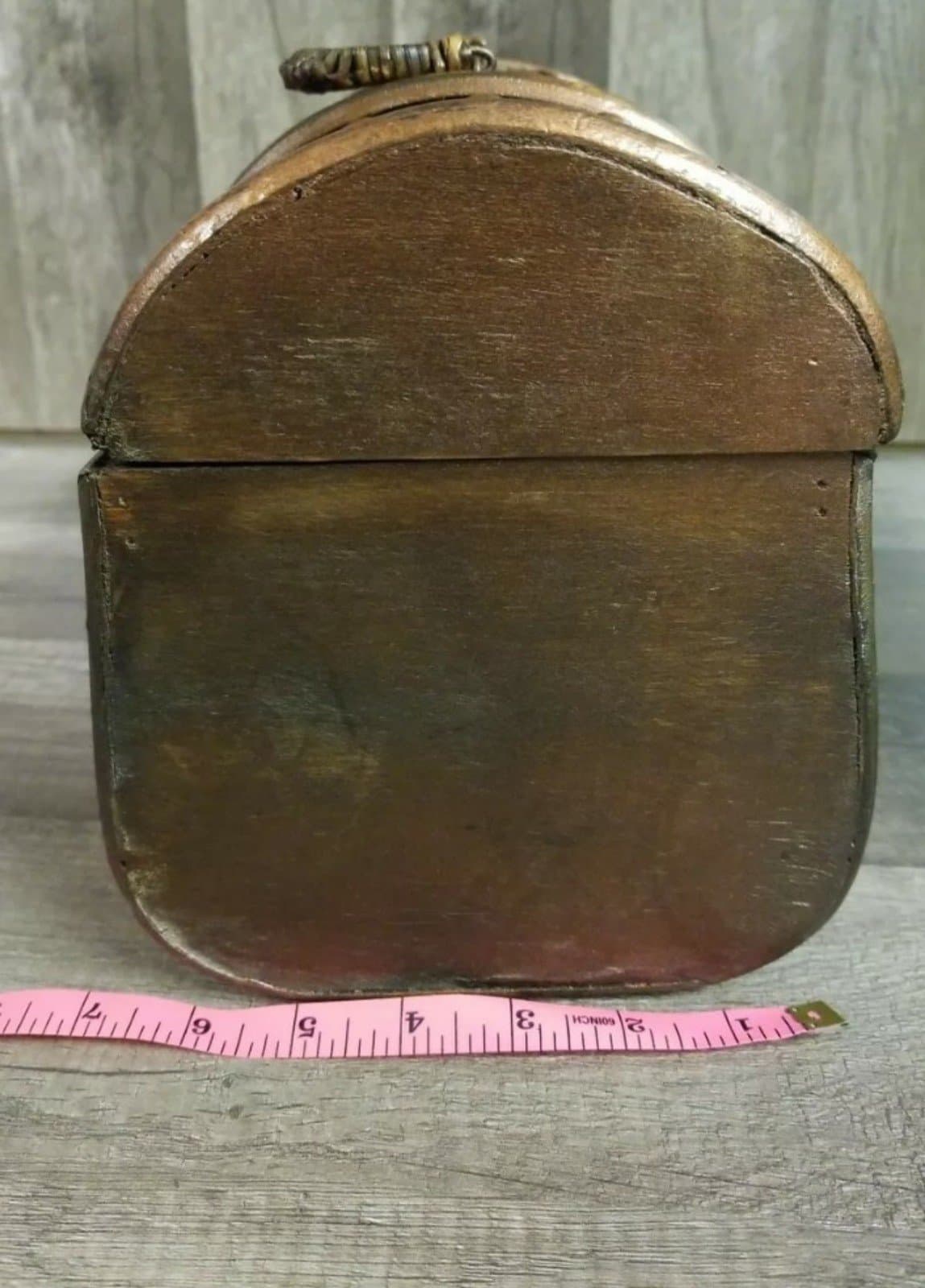 Wooden Copper Colored Tote Box with Latch - Thumbnail 6